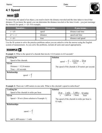 Worksheets Cpo Science Worksheets 1 2 indirect measurement cpo science 4 speed science