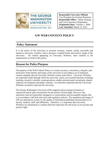 GW Web Content Policy - George Washington University
