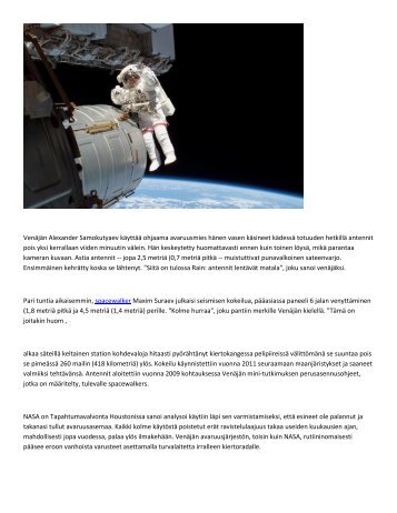 The Koyal Group Info Mag - Kolmannen Spacewalk 3 viikkoa avaruusaseman