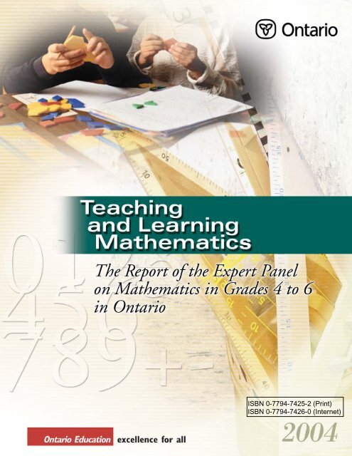 The Report of the Expert Panel on Mathematics in Grades 4 to 6 in ...