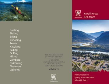 Kekuli House Residence Summer Stay Brochure - Selkirk College