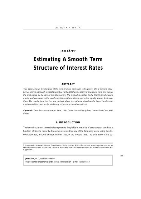 Estimating A Smooth Term Structure of Interest Rates