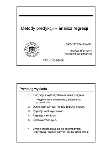 Metody predykcji – analiza regresji