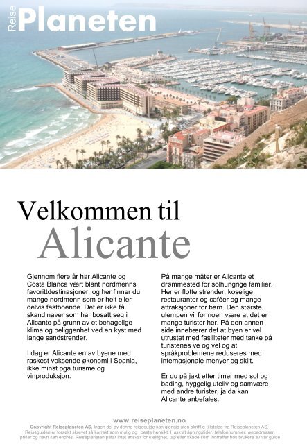 Alicante Reiseguide copyright www.reiseplaneten.no
