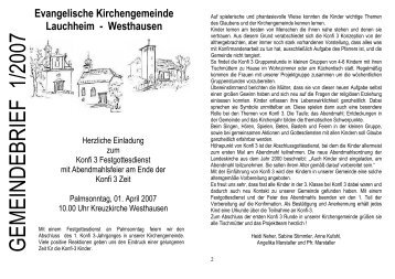 Gemeindebrief 1/2007 - Evangelische Kirchengemeinde Lauchheim ...
