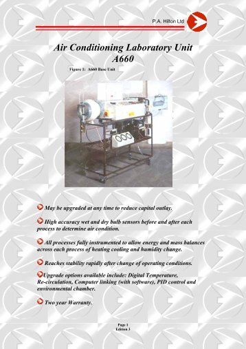 Air Conditioning Laboratory Unit A660 - PA Hilton