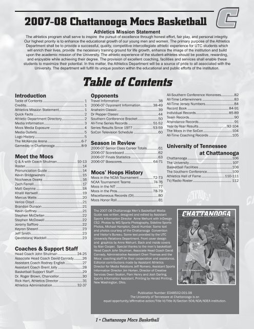 2007-08 Chattanooga Mocs Basketball - UTC Athletics