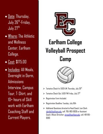 Volleyball Camp - Earlham College Athletics