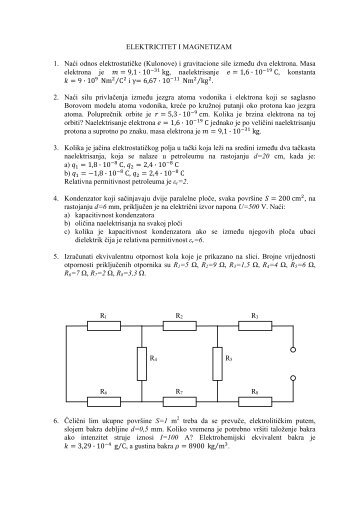 ELEKTRICITET I MAGNETIZAM 1. NaÄi odnos elektrostatiÄke ...