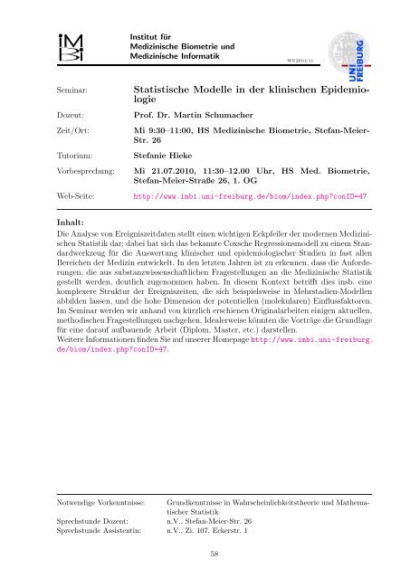 Kommentiertes Vorlesungsverzeichnis WS 2010/2011