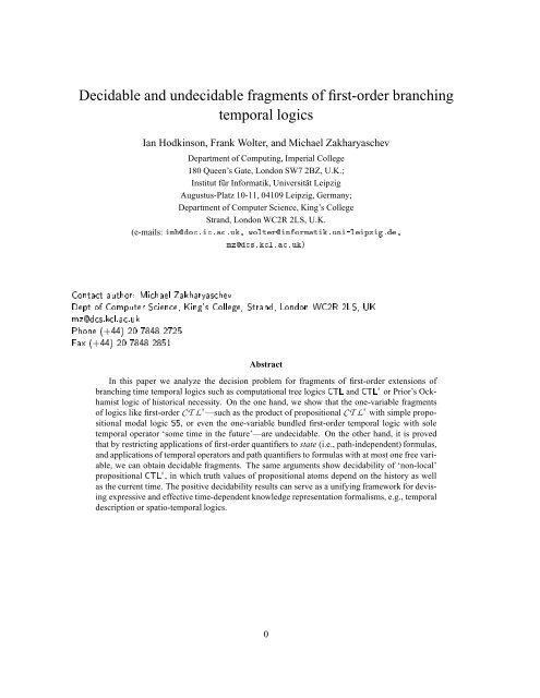 Decidable and undecidable fragments of first-order branching ...