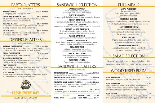 Il fornaio menu deals