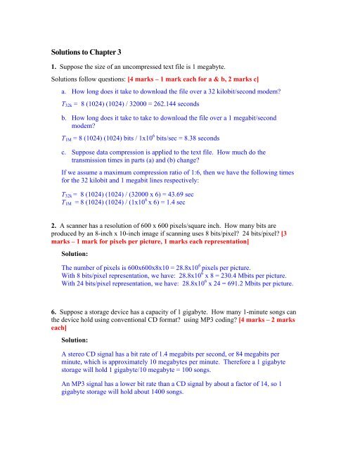 Solutions To Chapter 3 Communication Networks Solutions To Chapter 3 Communication Networks