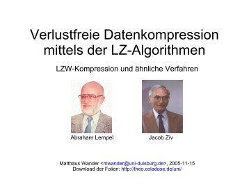 Verlustfreie Datenkompression mittels der LZ-Algorithmen - swznet.de