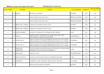 fondo banca d'italia - Camera di Commercio