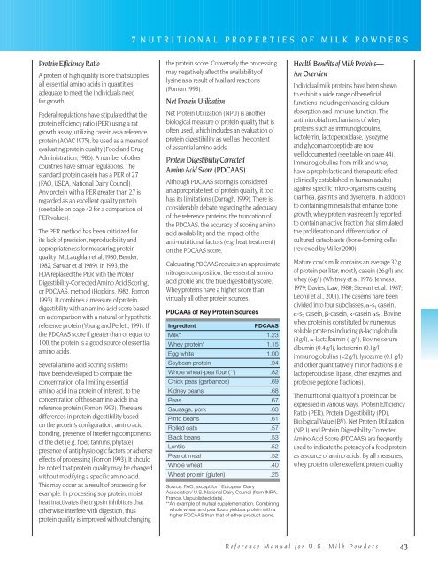 nutritional properties of milk powders - US Dairy Export Council