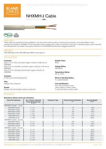 NHXMH-J Cable - Eland Cables