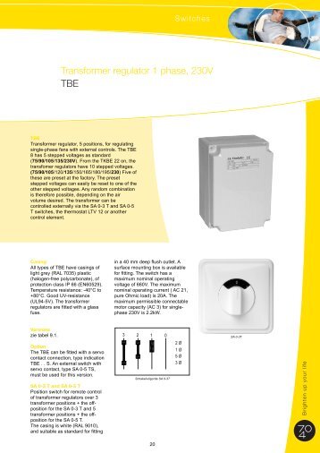 Transformer regulator 1 phase, 230V TBE - J.E. StorkAir
