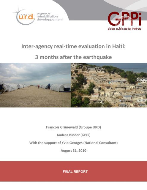 Inter-agency real-time evaluation in Haiti: 3 months after the ...