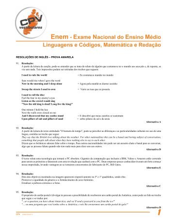 ENEM Exame Nacional do Ensino MÃ©dio ENEM â 06/11/2010 - CPV