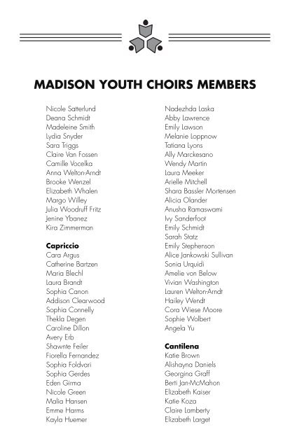 Songs for a Small Planet (May 2009) - Madison Youth Choirs