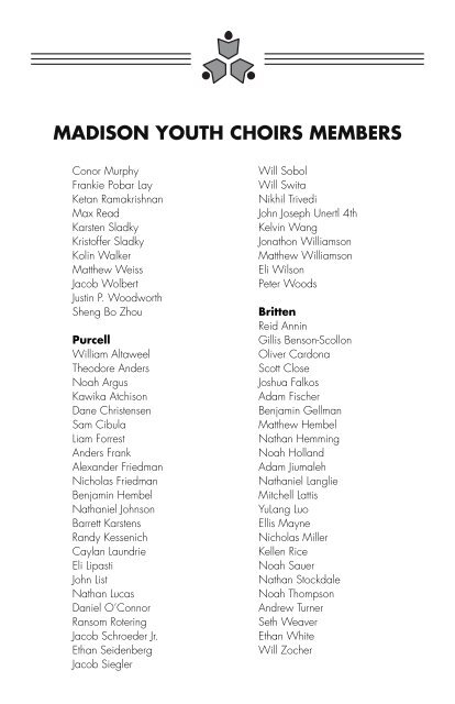 Songs for a Small Planet (May 2009) - Madison Youth Choirs