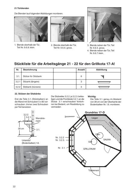 Stückliste für die Arbeitsgänge 21 - Mein Gartenshop24 Mein ...