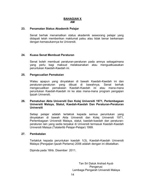 kaedah-kaedah universiti malaya (pengajian ijazah pertama)