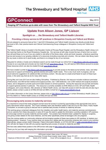 GP Connect Newsletter May 2013 - Royal Shrewsbury Hospitals ...