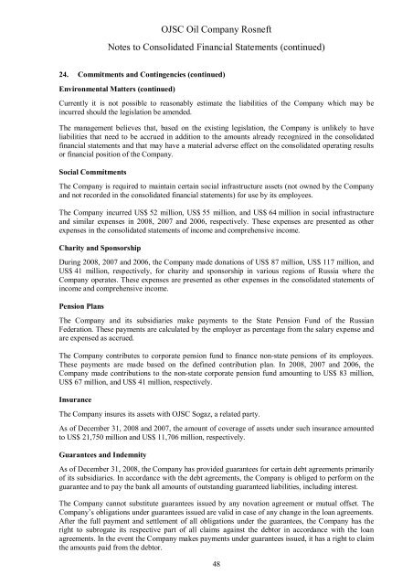 OJSC Oil Company Rosneft Consolidated Financial Statements