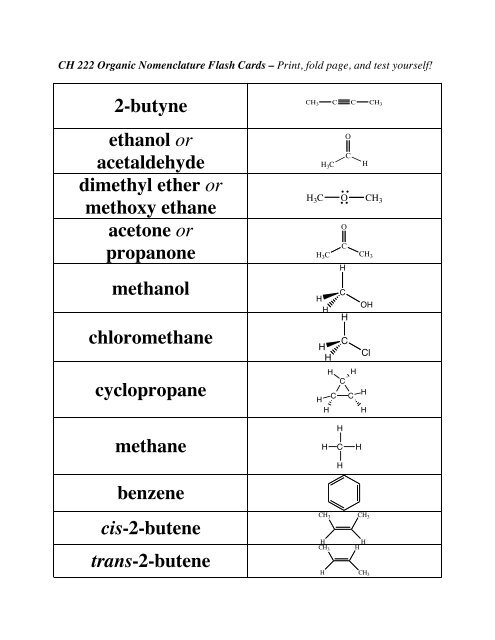 Organic Chemistry Flash Cards