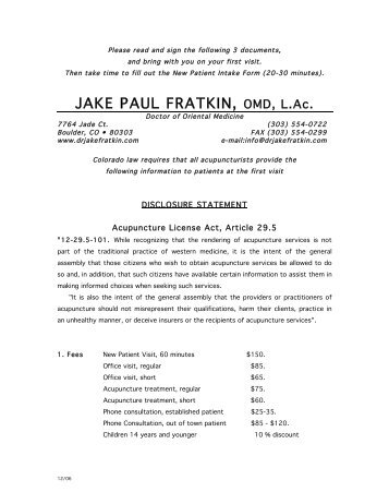 JAKE PAUL FRATKIN, OMD, L.Ac. - Dr. Jake Paul Fratkin - Boulder ...