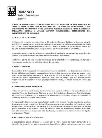 pliego de prescripciones tcnicas para la contratacin de los