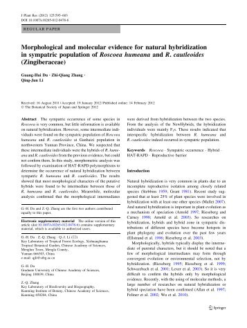 Morphological and molecular evidence for natural hybridization in ...
