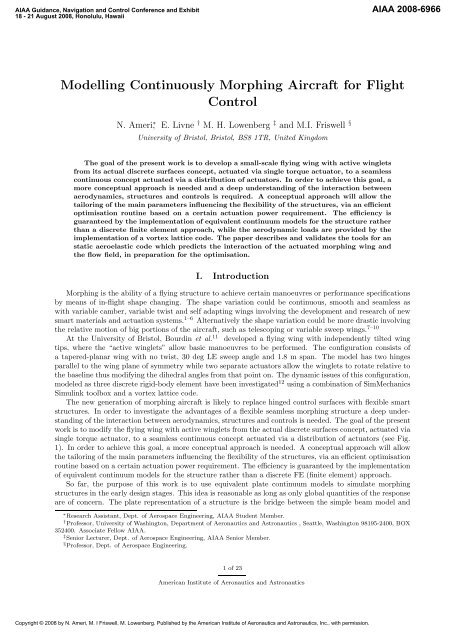 Modelling Continuously Morphing Aircraft for ... - Michael I Friswell