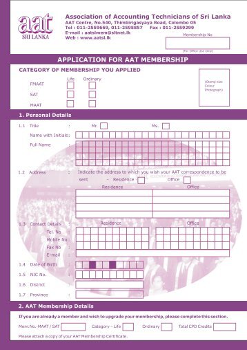 Membership Application Form For New Applicants - The Association ...