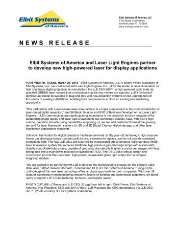 Elbit Systems of America and Laser Light Engines partner to ...
