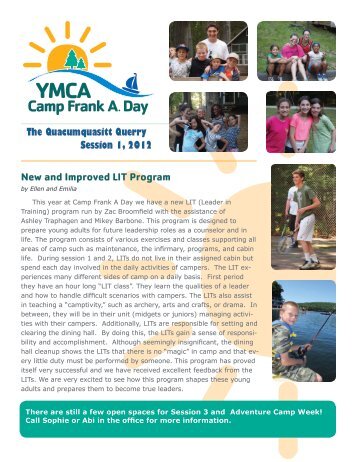 New and Improved LIT Program - YMCA Camp Frank A. Day