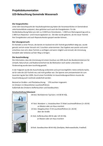 Projektdokumentation LED-Beleuchtung Gemeinde Wassenach