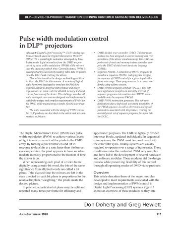Pulse width modulation control in DLPTM projectors - Loreti.it