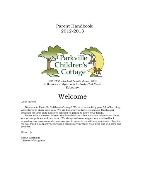 Parent Handbook Parkville Children S Cottage