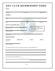 KEY CLUB MEMBERSHIP FORM - Cornell School District