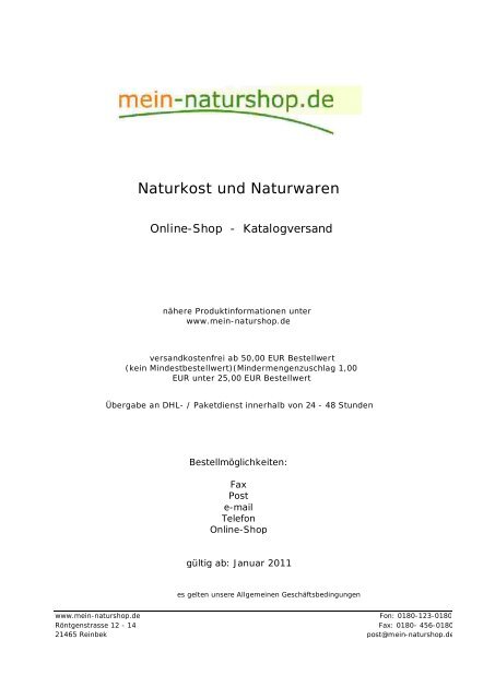 Naturkost und Naturwaren - Mein Naturshop