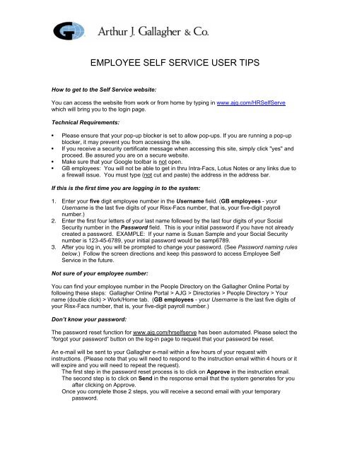 Employee Self Service User Tips
