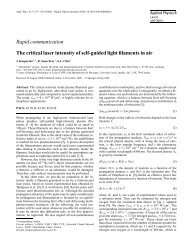 The critical laser intensity of self-guided light filaments ... - teramobile