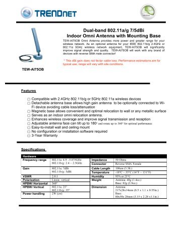 Dual-band 802.11a/g 7/5dBi Indoor Omni Antenna with Mounting Base