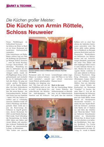 Die Küche von Armin Röttele, Schloss Neuweier - Menu System AG