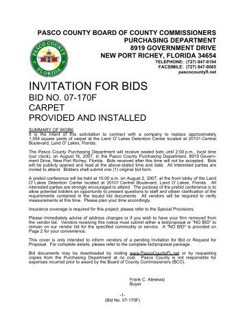 INVITATION FOR BIDS - Pasco County Government