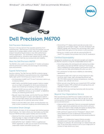 Dell Precision M6700 Mobile Workstation Spec Sheet