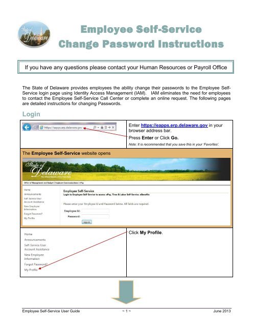Employee Self Service Change Password Instructions Office Of